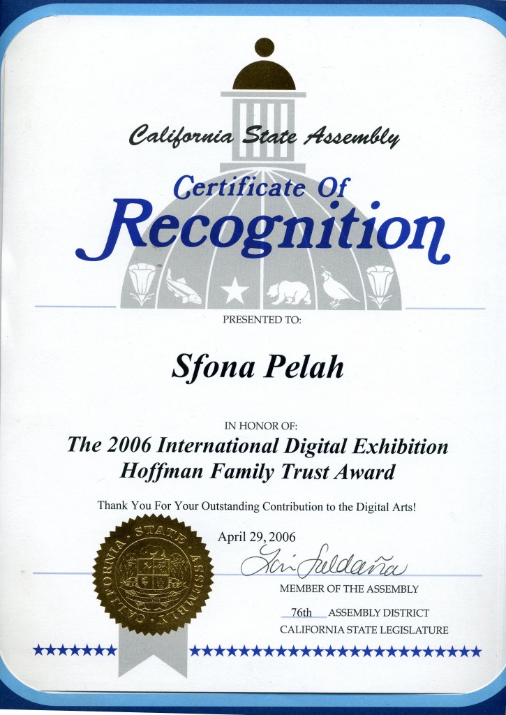 CA State Assembly Certificate of Recognition 